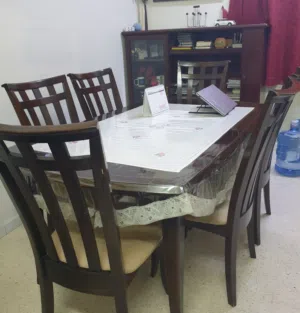 Wooden table with 6 cushioned chairs Ro 35