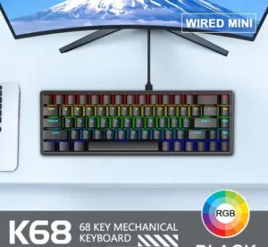 K68 68-Key Compact Wired Mini Mechanical Keyboard with RGB Backlighting, 10 Lighting Modes,