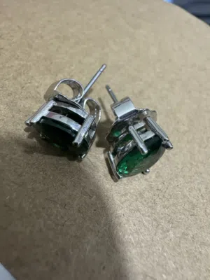 Vintage Kenneth Jay Lane (KJL) Signed Emerald Green Crystal Stud Earrings