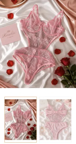 Premium Turkish Pink Lace Teddy - Elegant Design