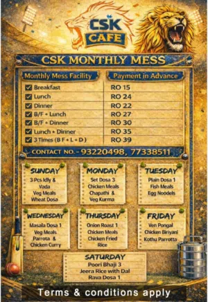 Monthly mess Available