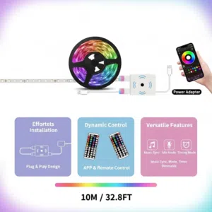 شريط إضاءة LED ذكي 10 متر RGB - تحكم بالهاتف والريموت
