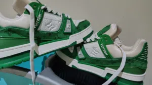 LV SHOES GREEN AND WHITE