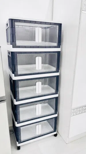 5-Tier Foldable Storage Cabinet with Wheels – Excellent Condition