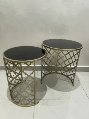 Side coffee table, gold and black