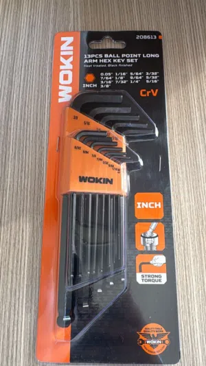مفك البراغي سداسي مع سياب للتجارة WOKIN 13 PCS Ball Point Long Arm HEX  Key set with SIYAB TRADING