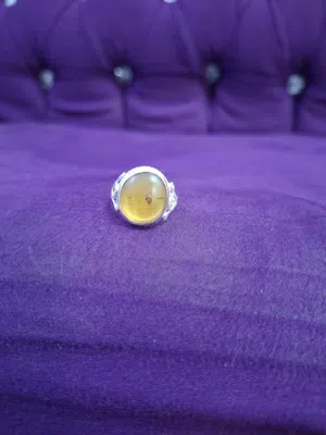 خاتم كهرمان بورمي حشري طبيعي غير معالج Natural burma insect amber ring
