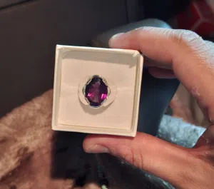 خاتم أمتيست جمشت أفريقي طبيعي غير معالج Natural untreated african amethyst ring
