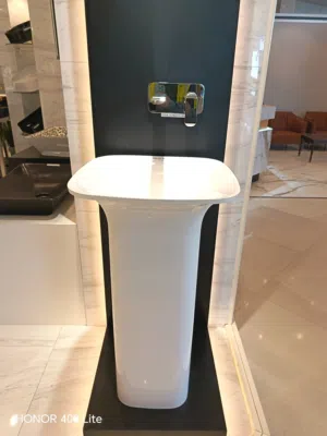 SEO Friendly  Modern Pedestal Wash Basin with Concealed Wall Mixer