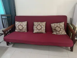 Wooden sofa come-bed foldable with coushins