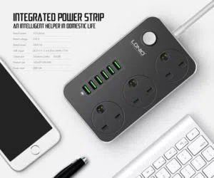 وصلة كهرباء ثلاث مداخل وست مداخل USB هي خيار ممتاز لتوفير الطاقة وتسهيل شحن الأجهزة الإلكترونية