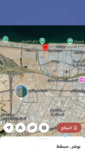 للبيع ارض سكني تجاري العذيبة الخط الأول من شارع 18 نوفمبر