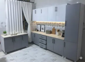 كاونترات خشب تركي قياس 3 امتار مع سنك مترو20 مرمر