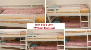 White Wooden Bunk Bed - 2-Level (Without Mattresses)
