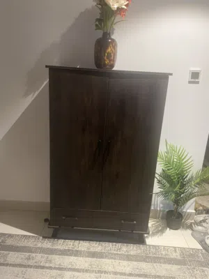 Dark Wood Wardrobe / Armoire with Drawers - Good Condition shoes rack 80x40cm