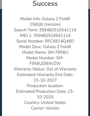 Samsung z fold 6 good condition 256gb screen inside not working still warranty see picture