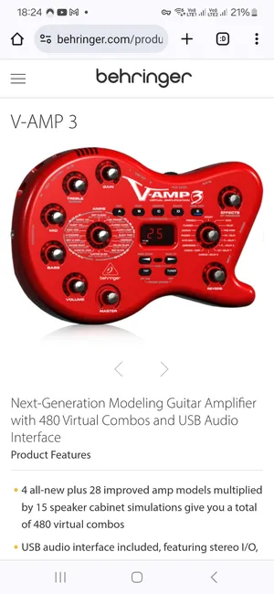 Behringer V Amp 3 Guitar amp modeler pedal
