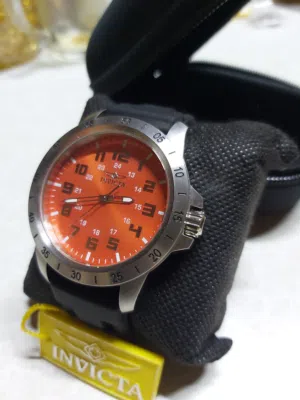 Invicta Mens Sport Watch with Vibrant Orange Dial