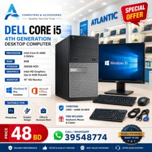 Dell Core i5 4th Gen Computer Set 3.10Ghz 8GB RAM  500GB HDD Win 10 Pro 19'′ HD Monitor-/ WhatsApp