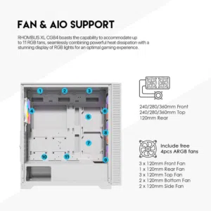 كيس كمبيوتر   FANTECH RHOMBUS XL  CG84 MID  TOWER CASE – WHITE