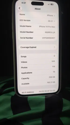 I phone 14 pro Mex 100 bertry good working