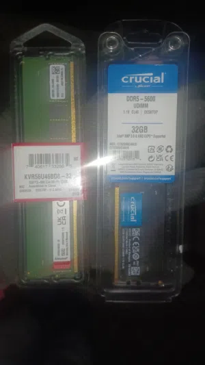 64GB DDR5 RAM Kit (32GB Kingston + 32GB Crucial) بسرعة 5600MHz