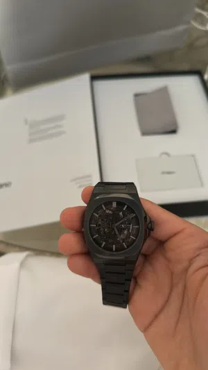 GUN METAL SKELETON WATCH