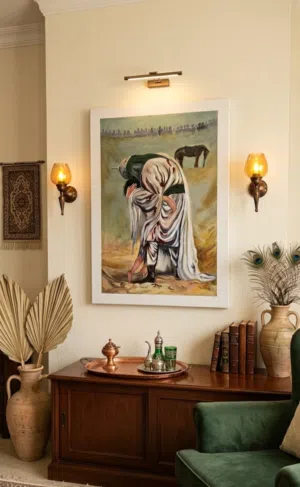 لوحة فنية عاشورائية مميزة (رسم يدوي) - قياس 40×60 سم