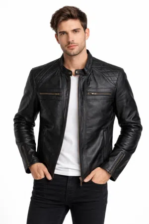 Premium Black Leather Jacket Sizes M - XXXL Available.