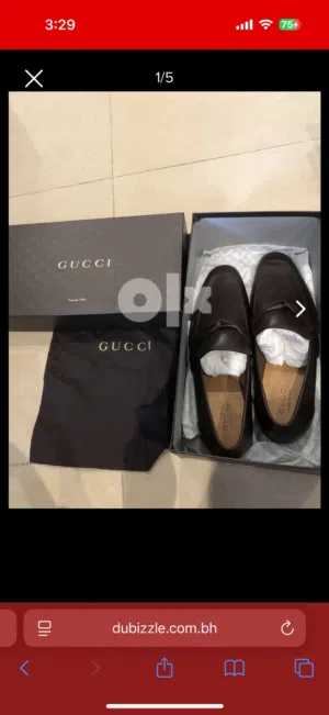 New in box Original GUCCI  Brown shoes with pictures. Original box