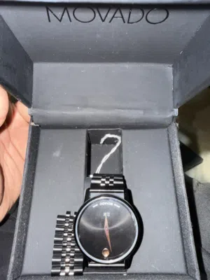 PREMIUM Movado Slim black watch with box and extra links