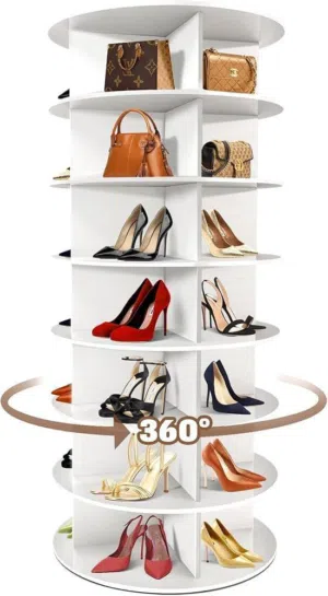 خزانة الأحذية الدوارة متعدد الطبقات – 7 طبقات حل ذكي وأنيق لتنظيم بيتك بأسلوب عصري