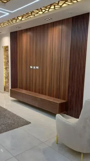 تركيب بديل الخشب ديكور والإضاءة شاشه