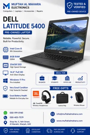 Dell 5400 Touch Screen, Core i5, 8th Gen., Memory 8/256GB