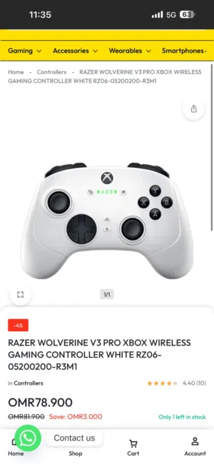 يد التحكم RAZER WOLVERINE V3 لاسلكي مستعمل بسعر مناسب