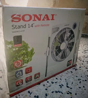 مروحة أرضية من سوني مقاس 14 بوصة مع جهاز تحكم عن بعد - جديدة تمامًا SONAI 14 Stand Fan with Remote