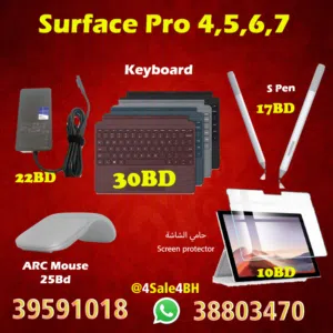 surface Pro 4 to 12 Keyboard, Mouse, Pen, Charger, Screen protector