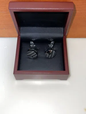 Modern Black & Silver Geometric Cufflinks