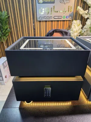 الخزانة الذكية الفاخرة – Vip شحن لاسلكي مدمج رفاهية بلا أسلاك زجاج مقاوم عالي الجودة مع إضاءة ذكية