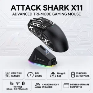 ماوس Attack Shark X11 جديد مع الستيكرات ومتوفر توصيل بدينارين لجميع المملكه