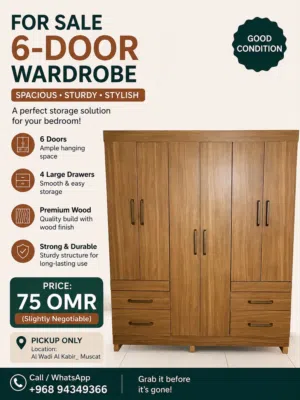 PAN Home Compatible 6 Door Wooden Wardrobe – Good Condition