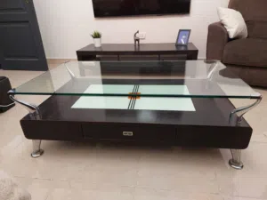 ترابيزة ليفينج مستوردة خشب ثقيل وزجاج سميك