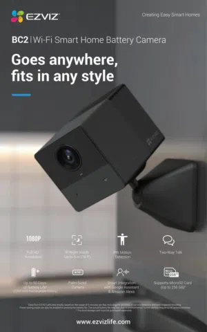 كاميرا المراقبة الواي فاي الذكية EZVIZ CB2 صغيرة بالحجم, كبيرة بالإمكانيات  EZVIZ WIFI CAMERA CB2