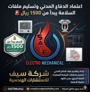 اعتماد الدفاع المدني وتسليم ملفات السلامة يبدأ من 1500 ريال