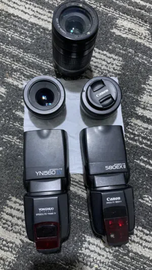 للبيع معدات تصوير كانون + فلاشات احترافية 2. عرض مميز: عدسات كانون + فلاش Canon و Yongnuo