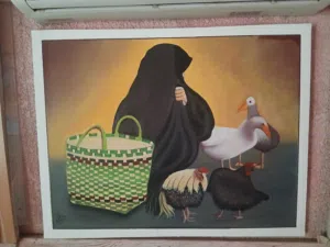 لوحه فنيه واقعيه من تراث البصره القديم بالألوان الزيتية وبحجم 100×80م
