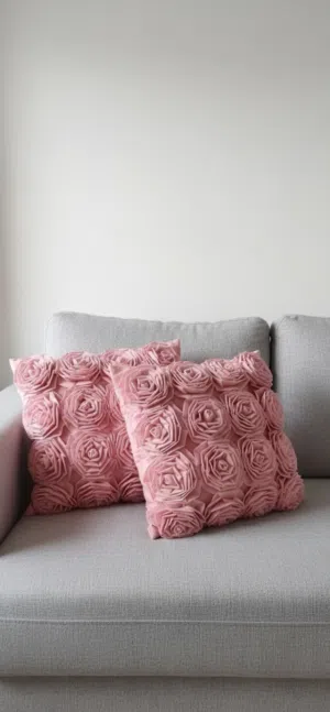 مخدات ديكور وردي عدد 3 مستعمل بحاله جيده