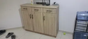 Modern 3-Door Shoe Storage Cabinet – Light Oak Finish for sell