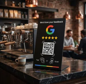 نظام ستاند تقييم جوجل الذكي (NFC + QR) - عن طريق اللمس بالهاتف او التصوير بالQR