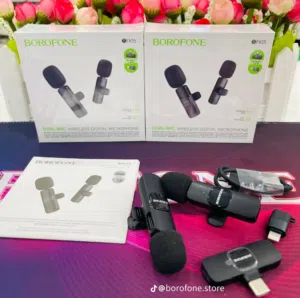 للبيع مايك لاسلكي نوع BOROFONE BKF15 Dual Mic Wireless Microphone جديد شبه مش مستخدم